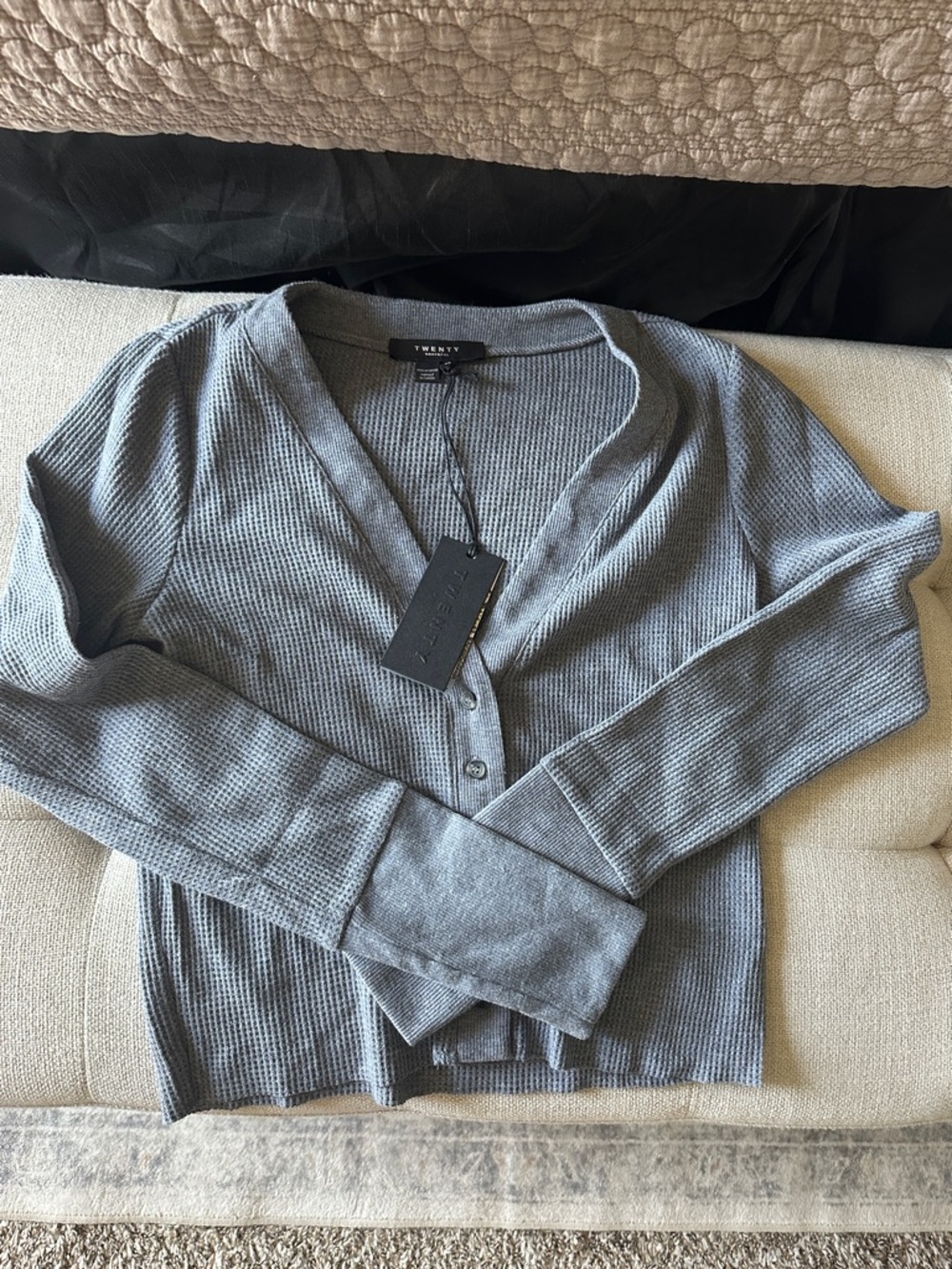 Twenty Light Grey Ribbed V-Neck Cardigan
